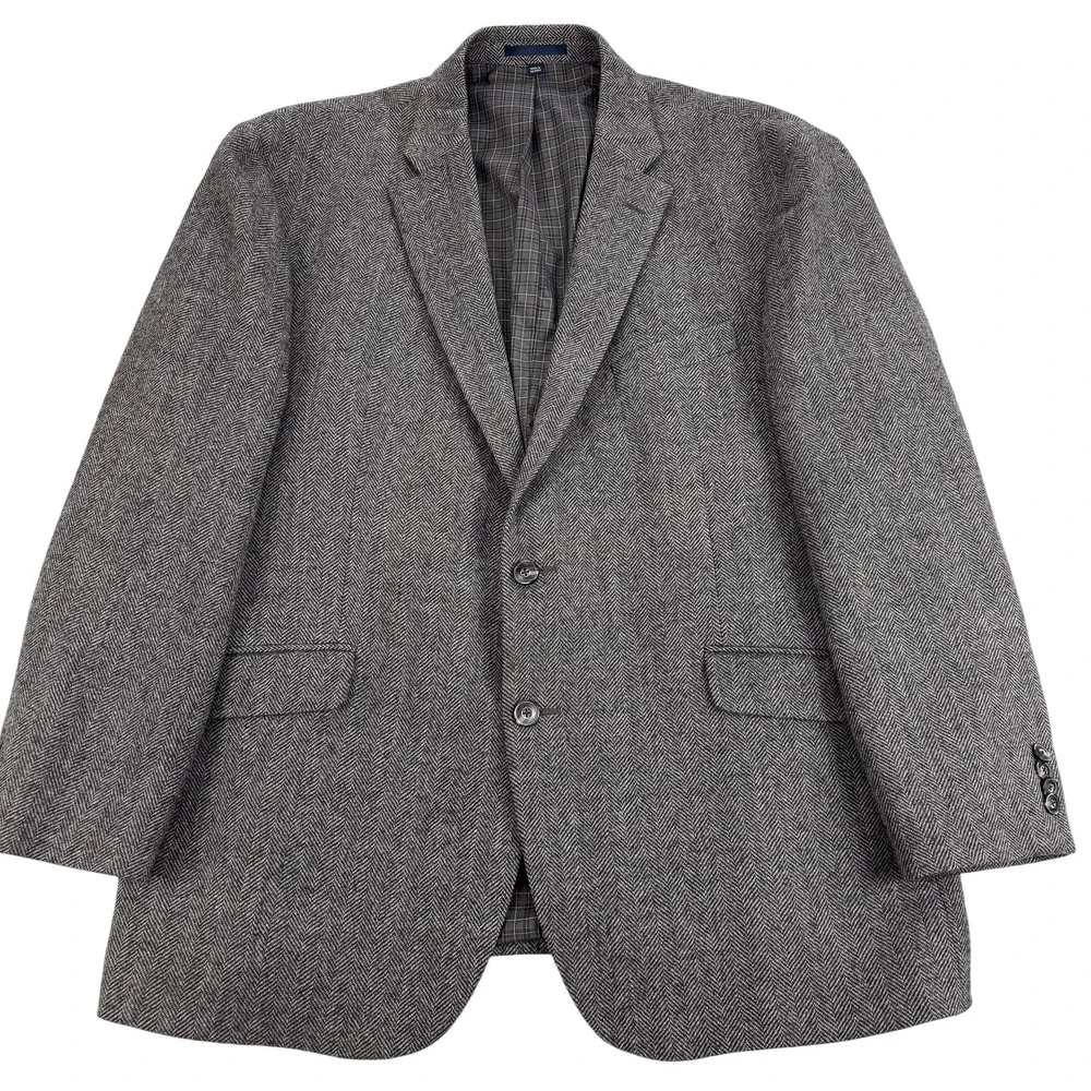 Jos A Bank 1905 Blazer Mens 44 Short Gray Herringbone Wool Sport Coat Jacket
